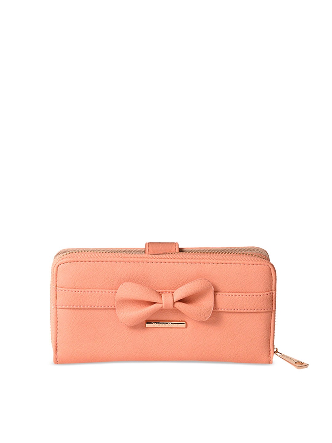 

Diana Korr Women Peach-Coloured Solid Zip Around Wallet