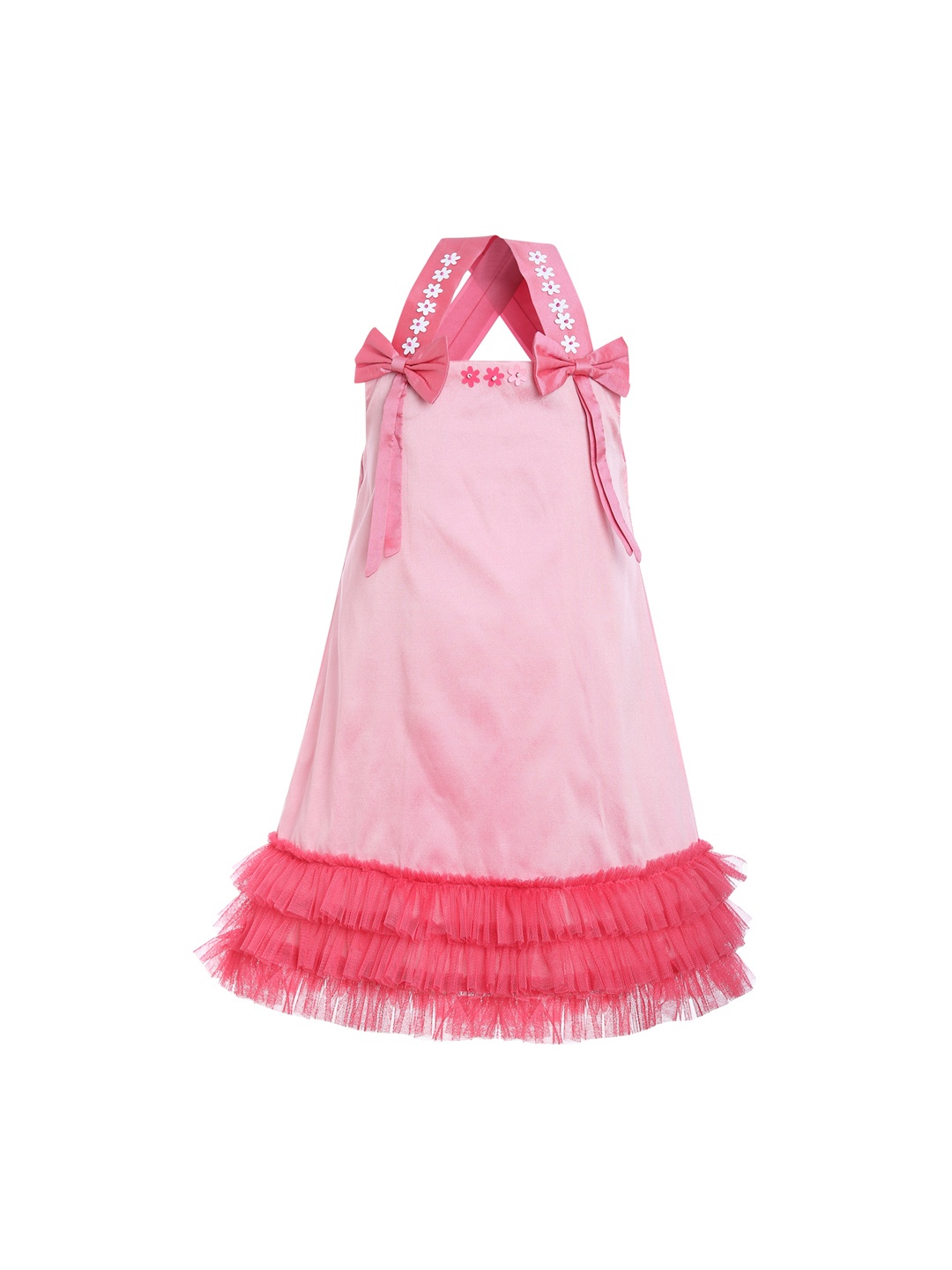 

A Little Fable Girls Pink Solid A-Line Dress