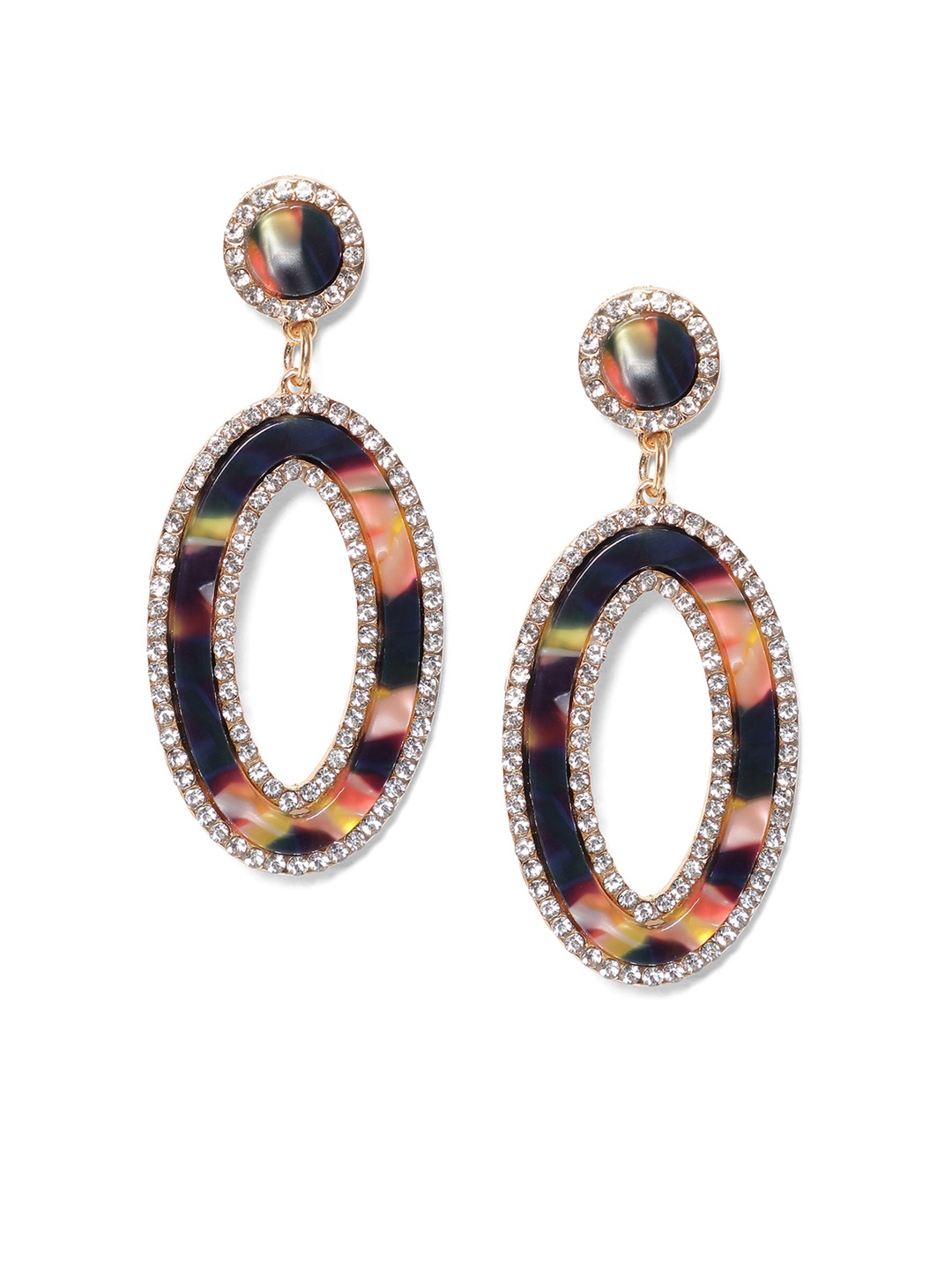 

Kazo Women Multicoloured Oval Drop Earrings, Multi