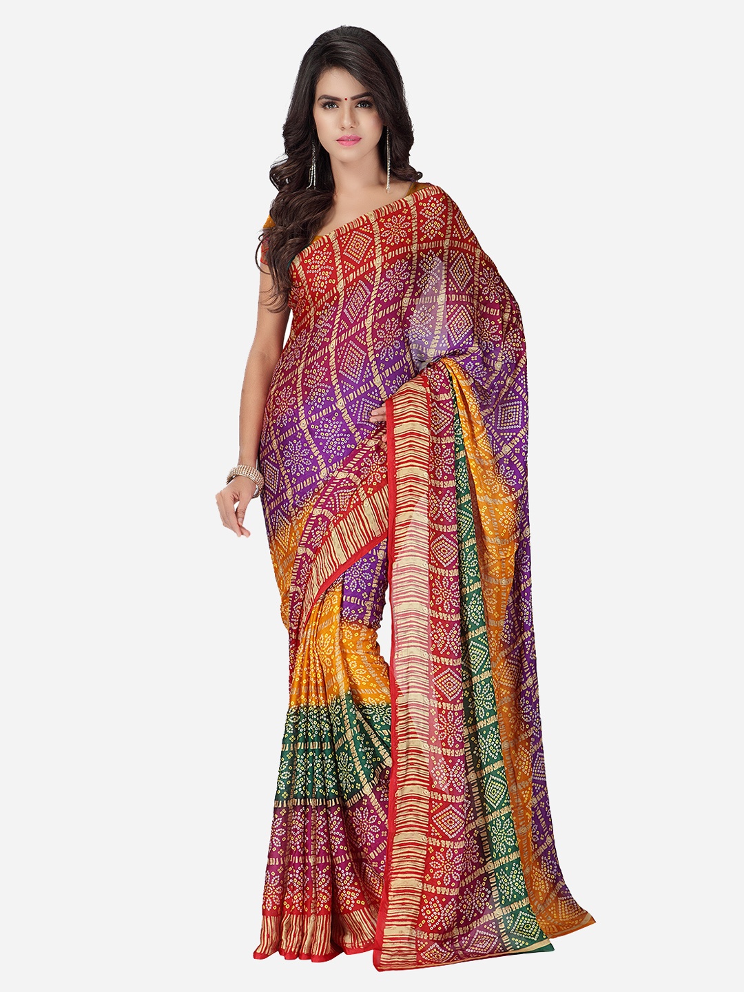 

MOKSHA DESIGNS Multicoloured Pure Crepe Printed Patola Saree, Multi