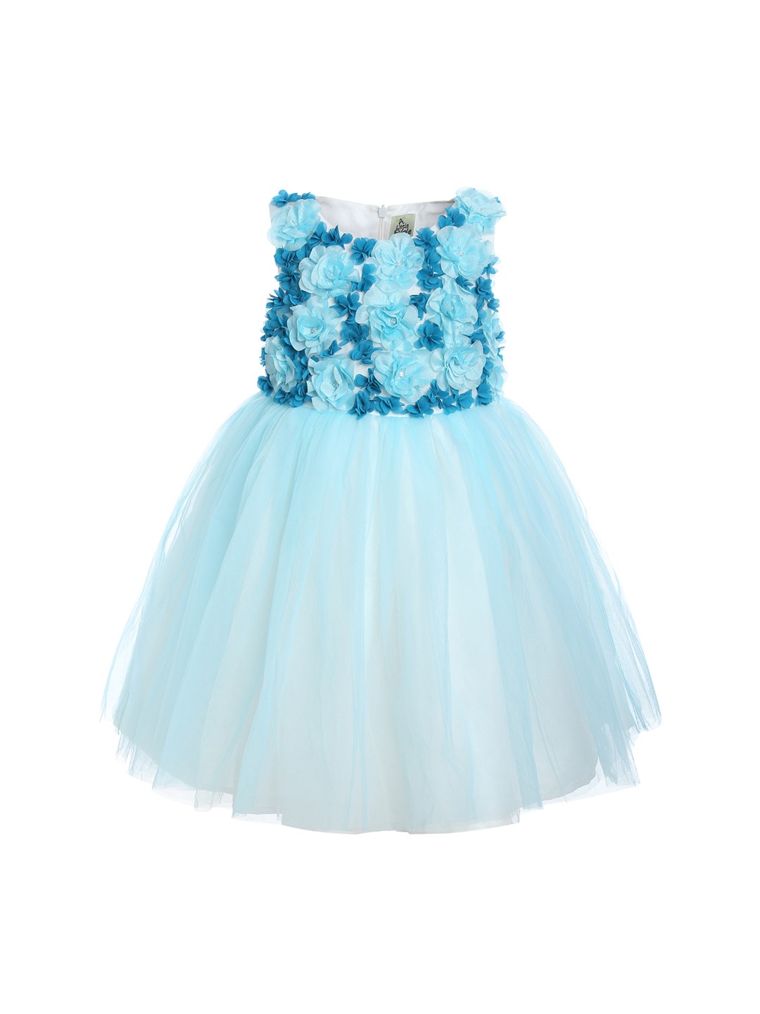 

A Little Fable Girls Blue Solid Fit and Flare Dress