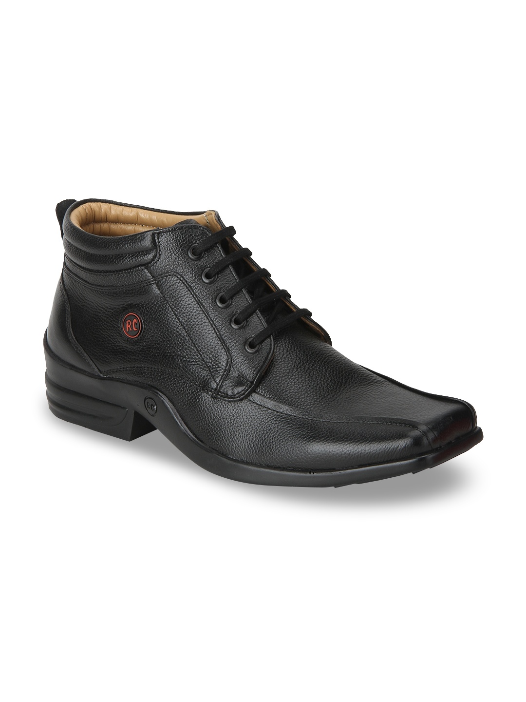 

Red Chief Men Black Solid Leather Mid-Top Derbys