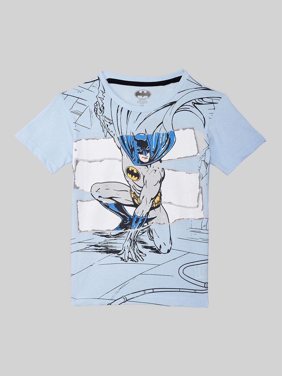 

Kids Ville Boys Black Batman Printed Round Neck Pure Cotton T-shirt, Blue