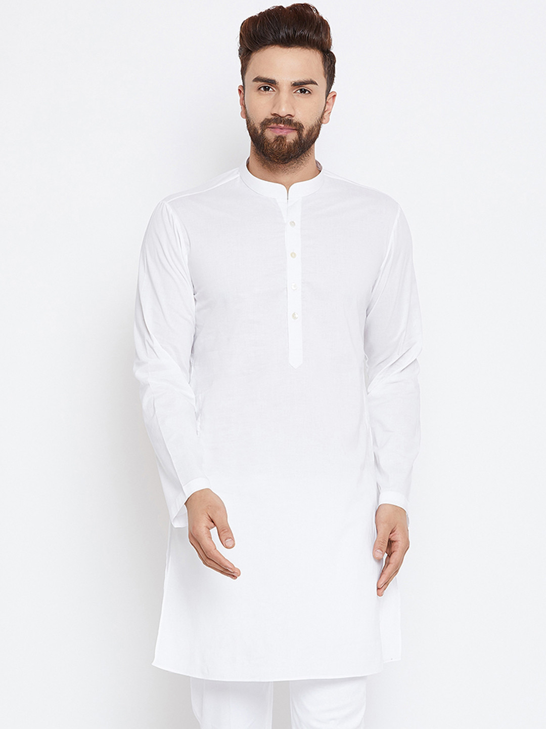 

See Designs Men White Solid Straight Kurta