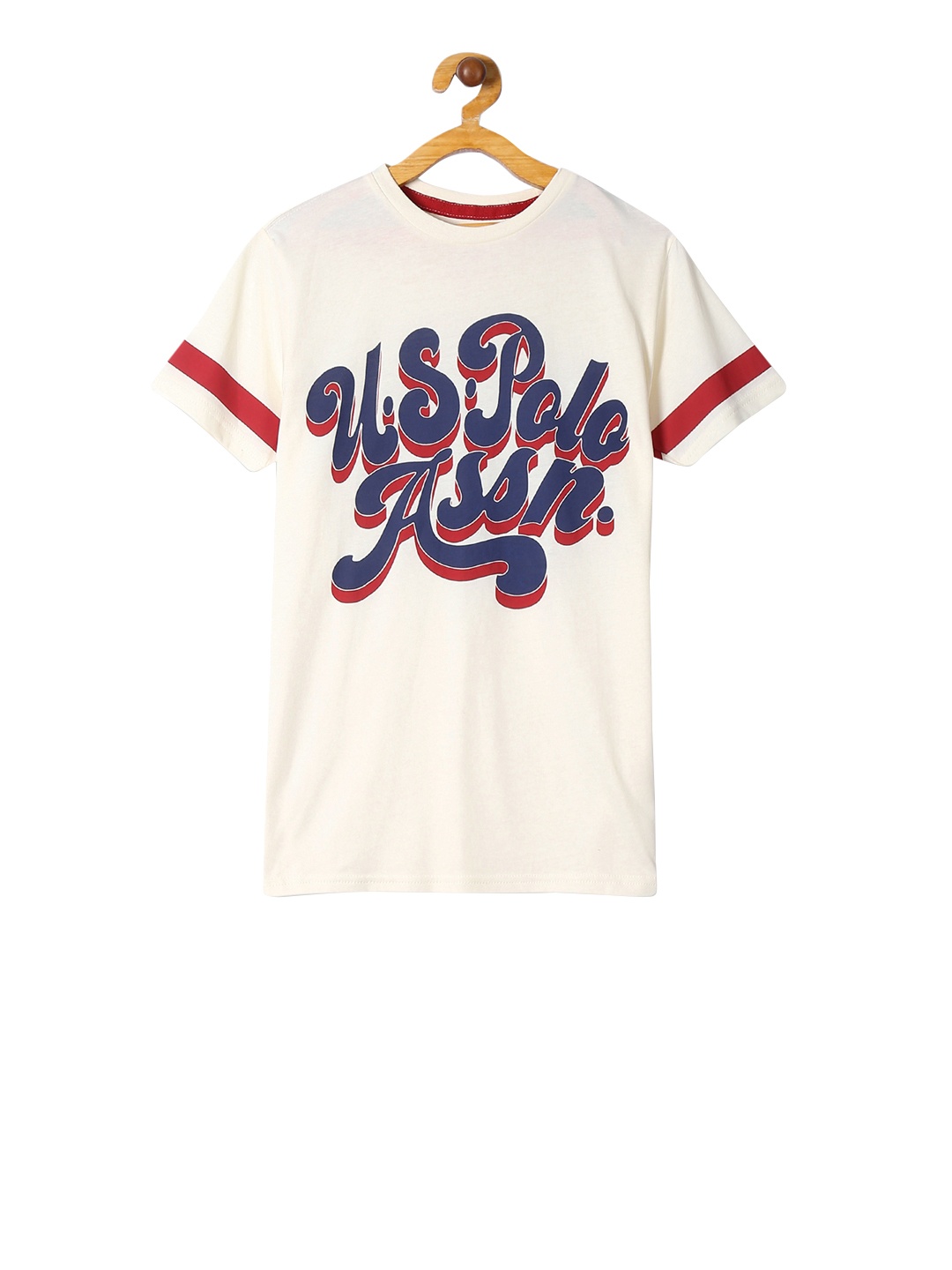 

U.S. Polo Assn. Kids Boys White Printed Round Neck Pure Cotton T-shirt
