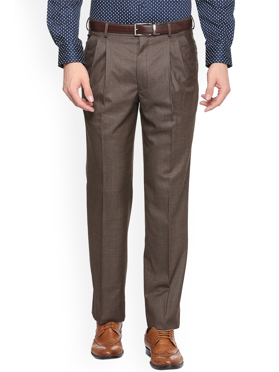 

Louis Philippe Men Brown Regular Fit Solid Formal Trousers