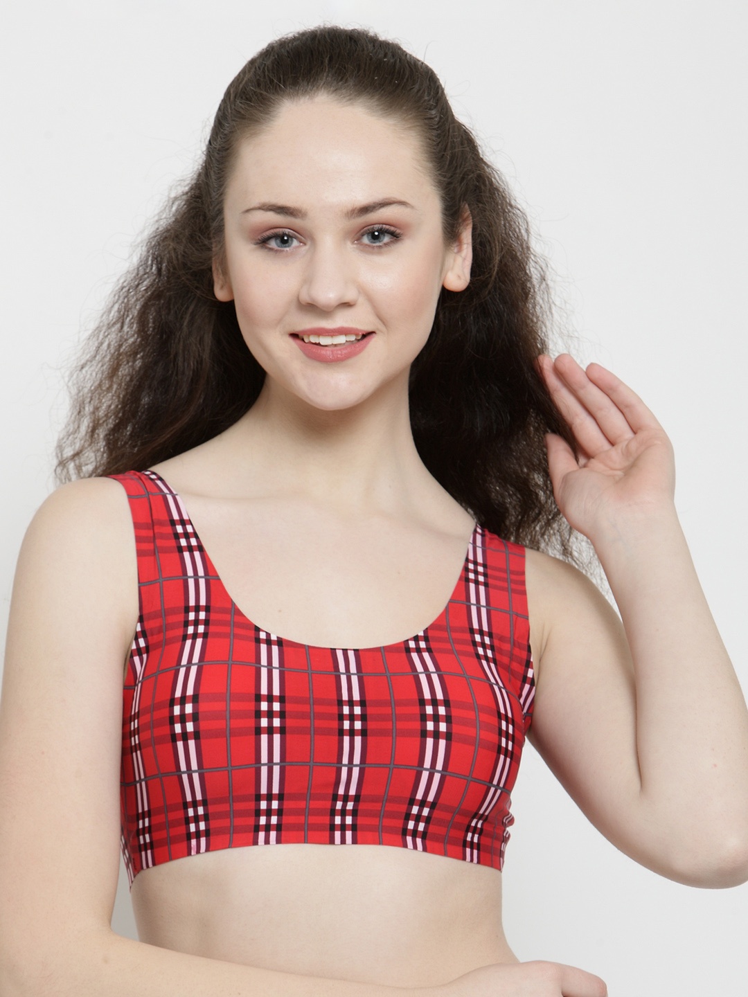 

Friskers Red Printed Non-Wired Lightly Padded T-shirt Bra O-B01-03-36C