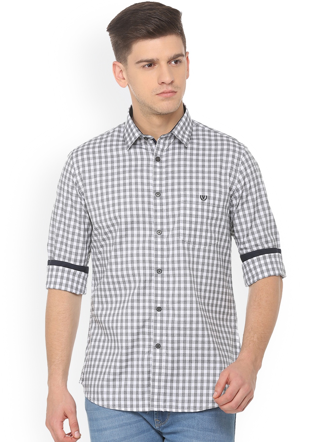 

Van Heusen Sport Men Grey Slim Fit Checked Casual Shirt