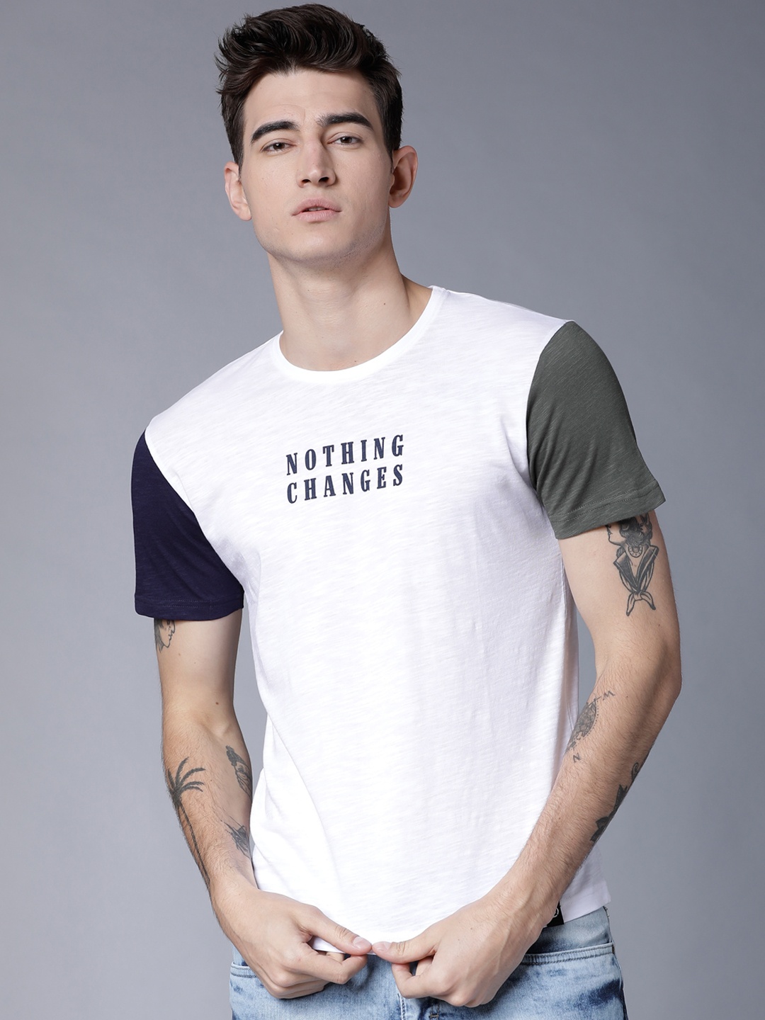 

LOCOMOTIVE Men White Printed Round Neck T-shirt