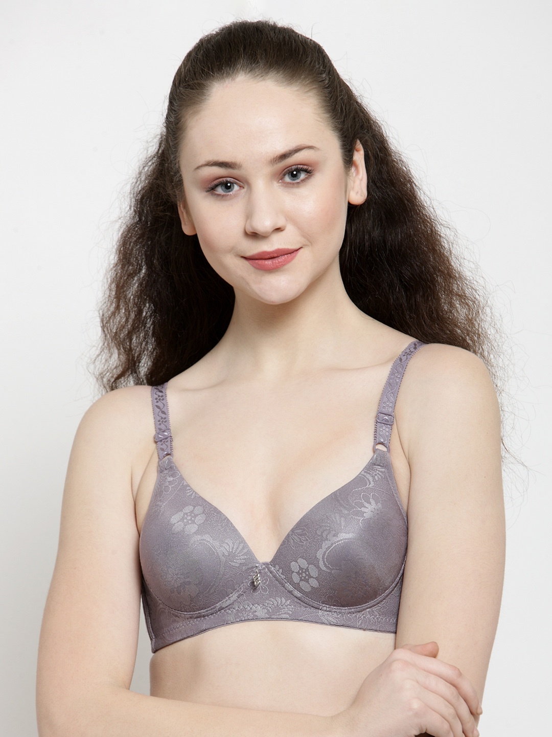 

Friskers Grey Printed Non-Wired Lightly Padded Demi Bra O-3322-27