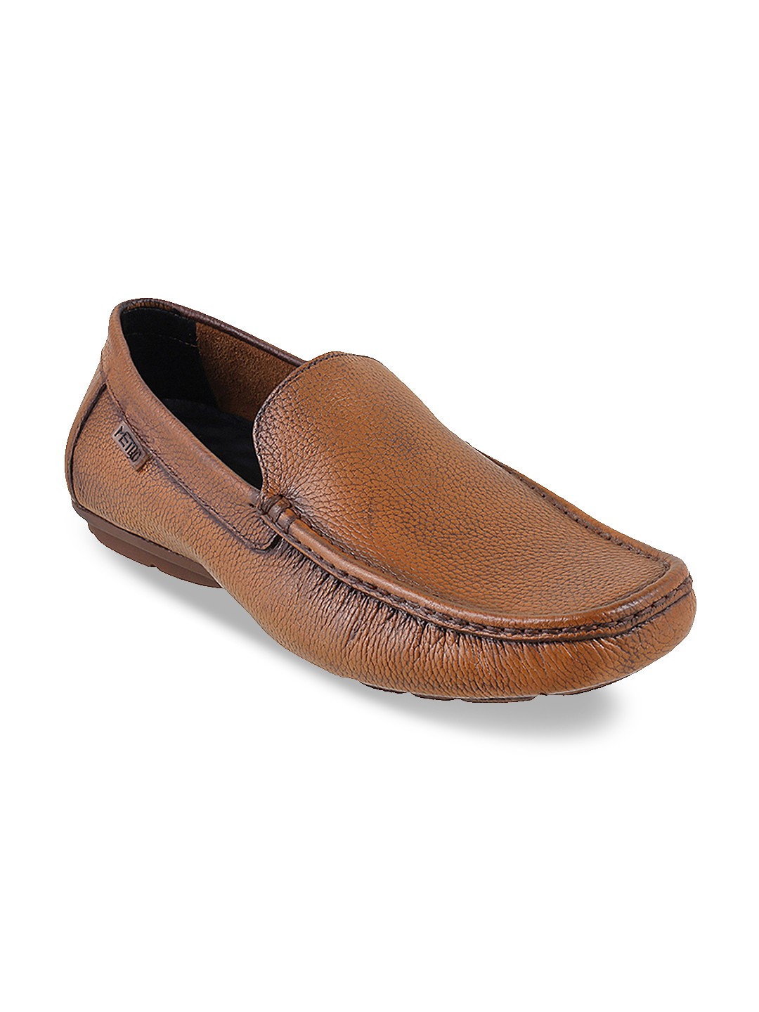 

Metro Men Tan Brown Textured Leather Loafers