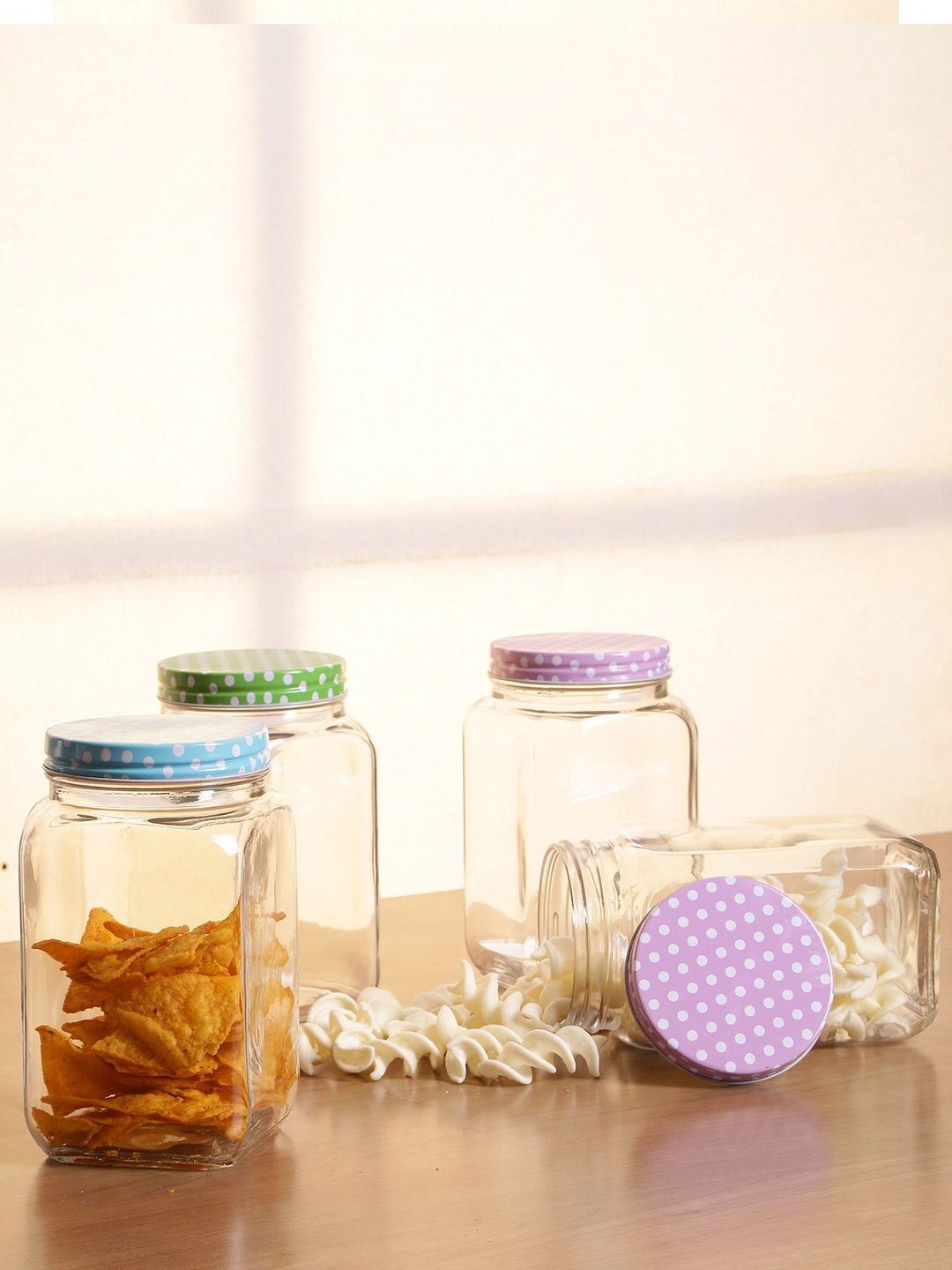 

GOODHOMES Set of 4 Transparent Kitchen Storage Jars