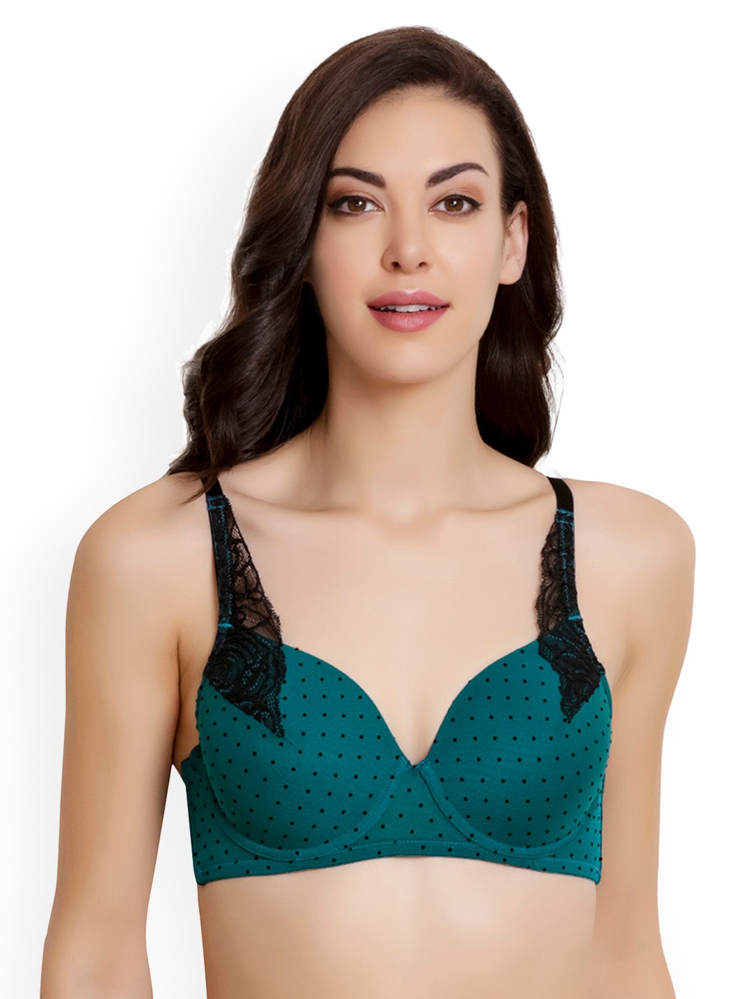 

Zivame Green Printed Underwired Lightly Padded T-shirt Bra ZI1410FASHAGREN