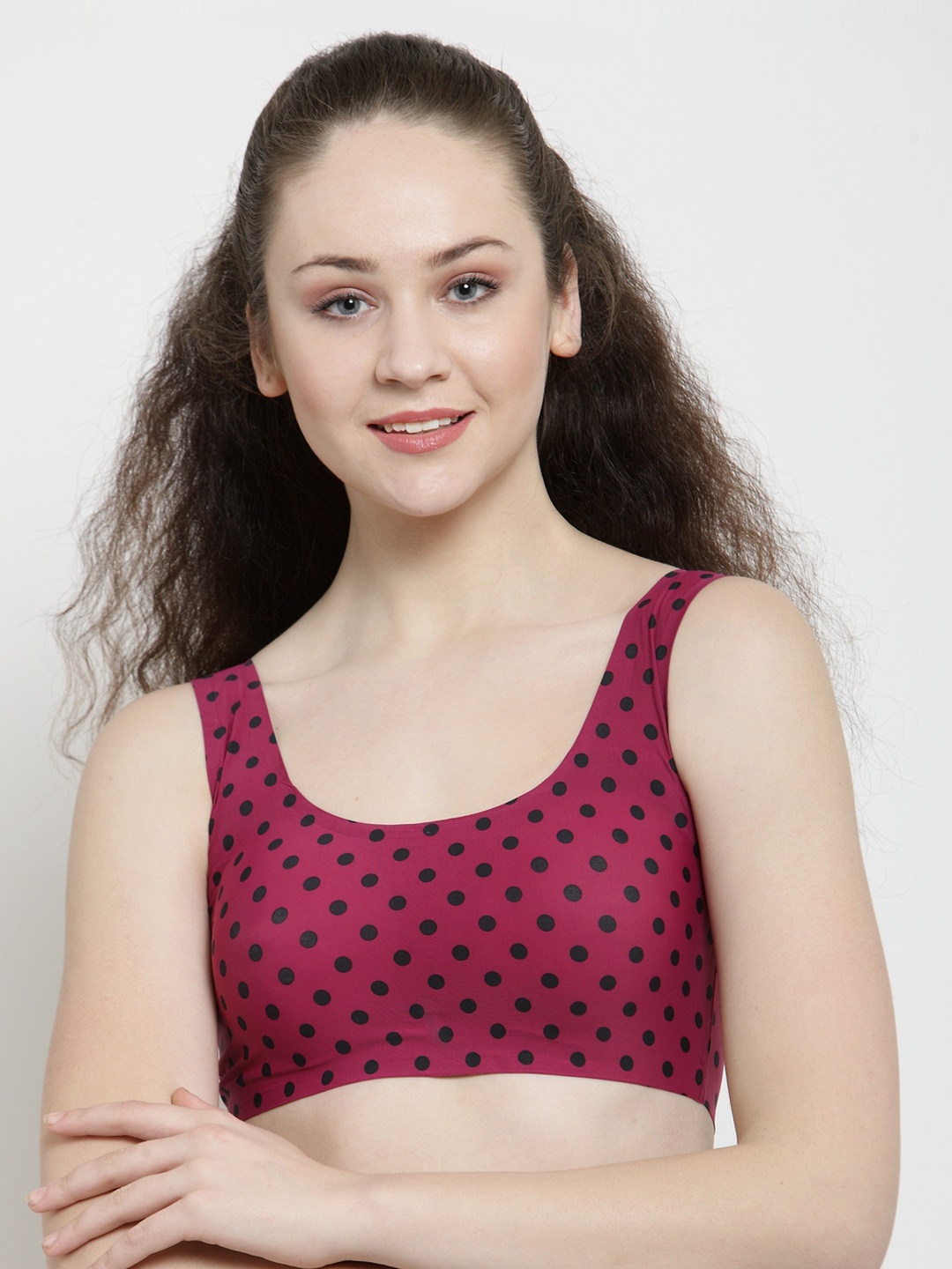 Friskers Maroon Printed Non-Wired Lightly Padded T-shirt Bra O-LA20-14-36C