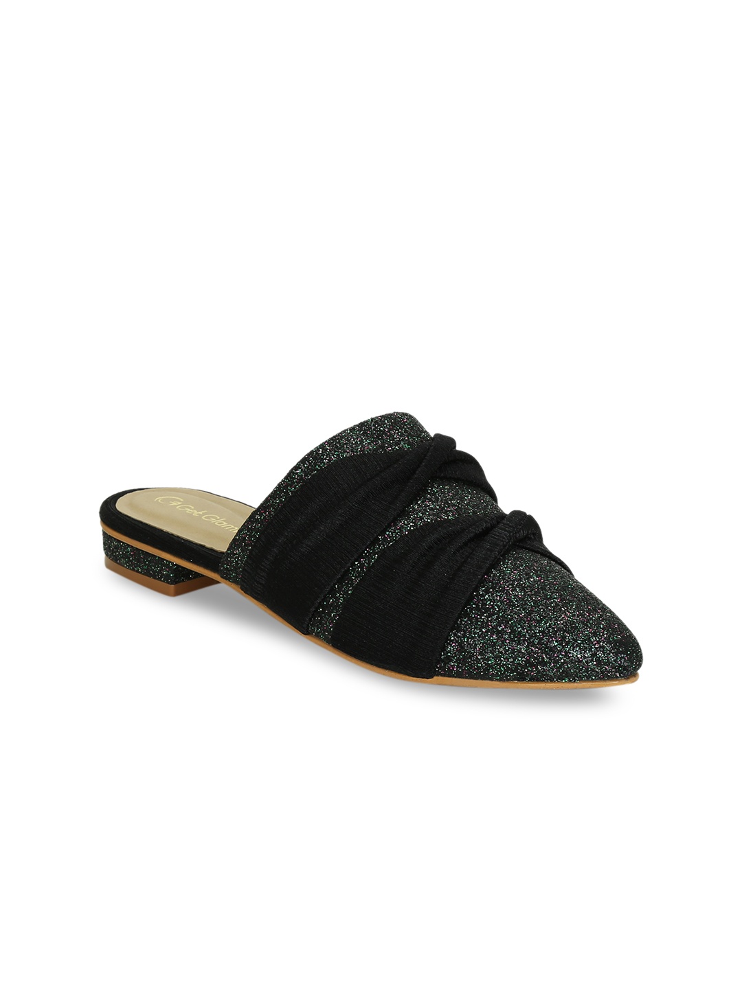 

Get Glamr Women Black Solid Synthetic Mules
