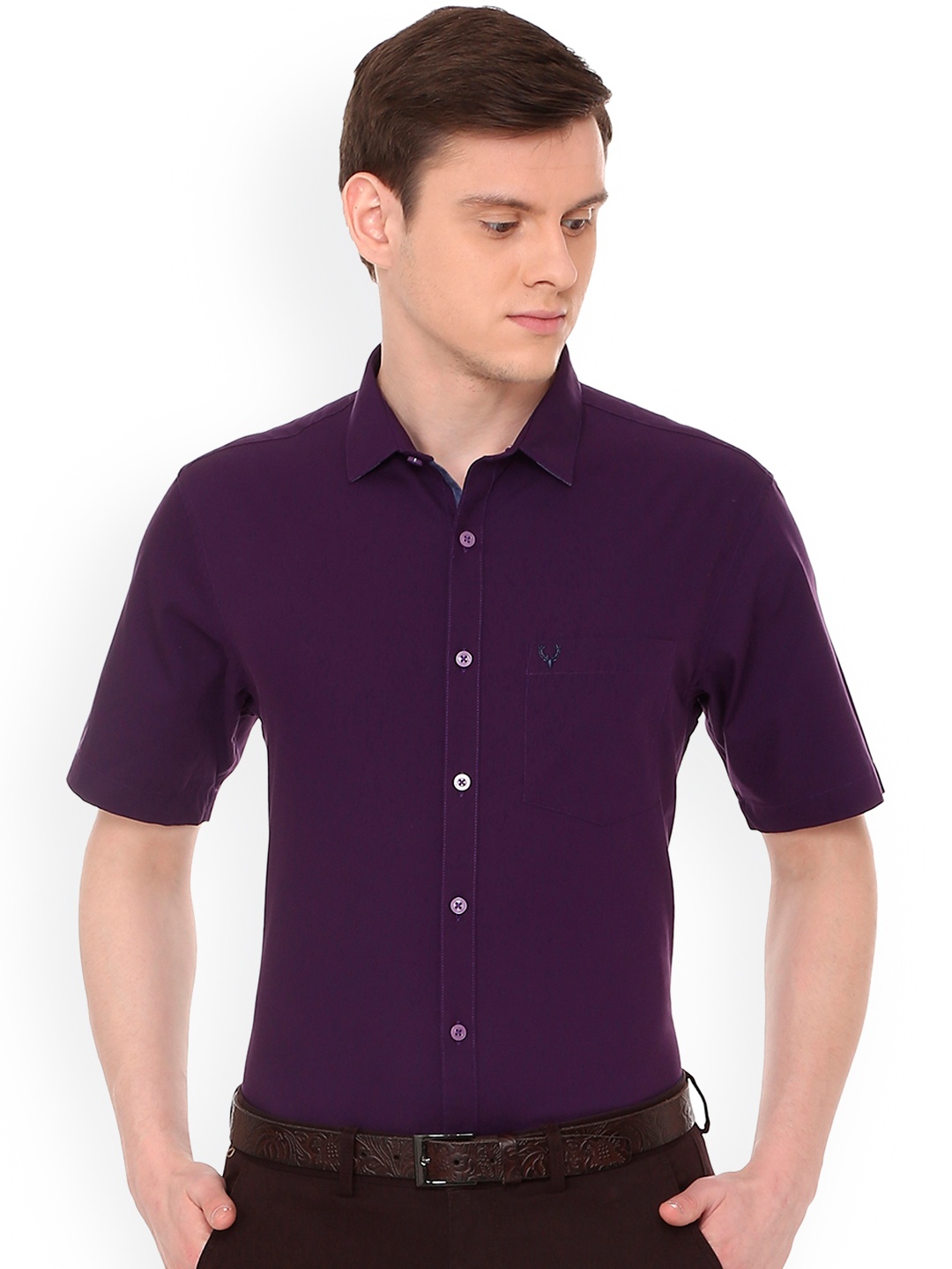 

Allen Solly Men Purple Slim Fit Solid Formal Shirt
