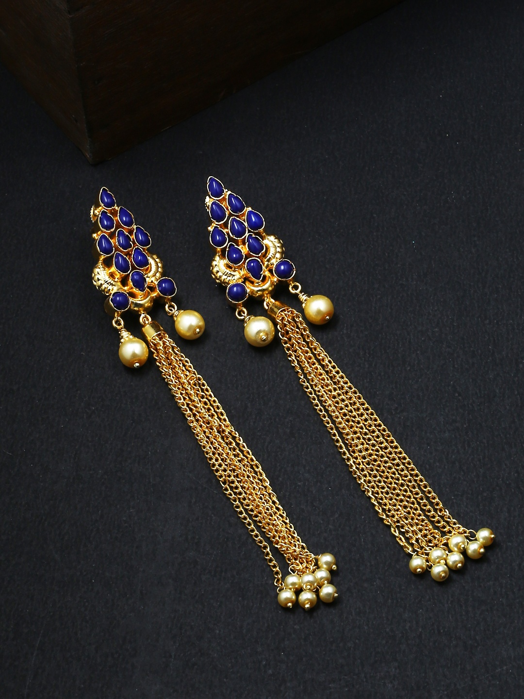 

Tistabene Gold-Plated& Blue Contemporary Drop Earrings