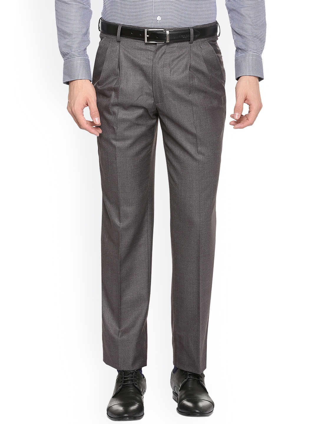 

Louis Philippe Men Grey Regular Fit Solid Formal Trousers