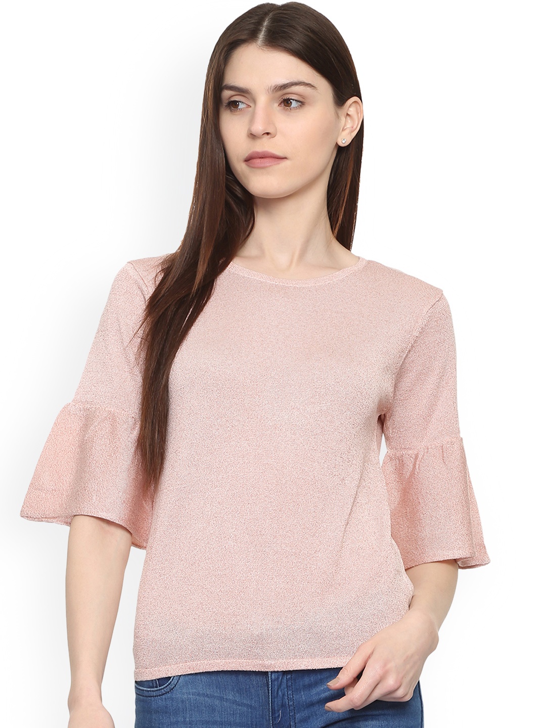 

Van Heusen Woman Pink Solid A-Line Pure Cotton Top