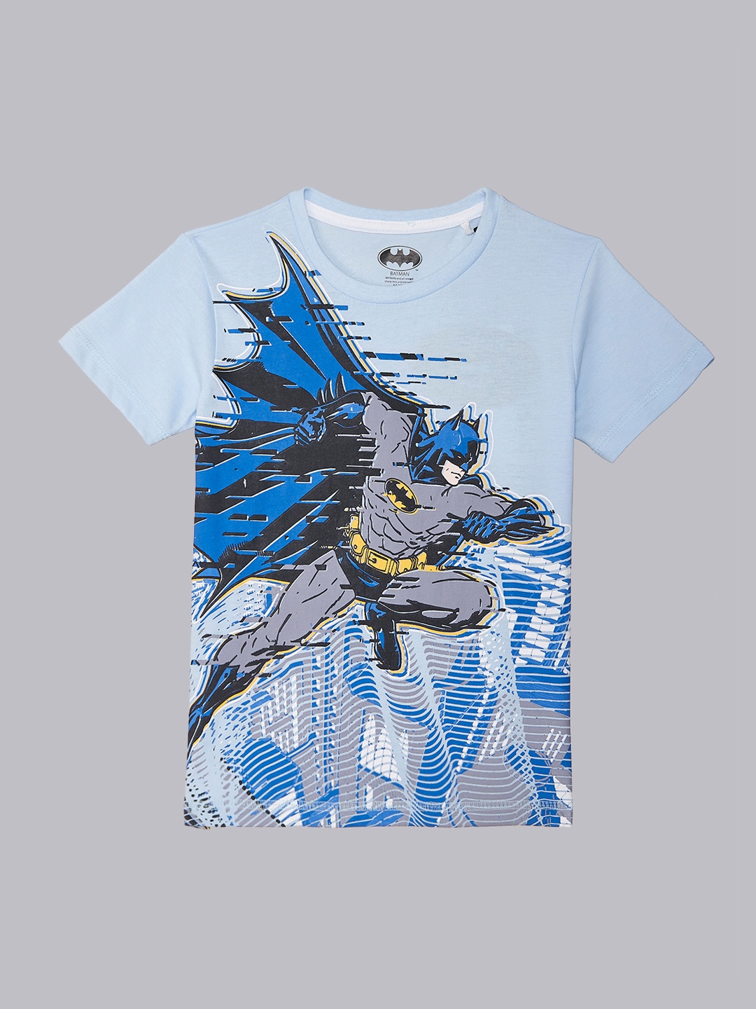 

Kids Ville Boys Blue Batman Printed Round Neck T-shirt