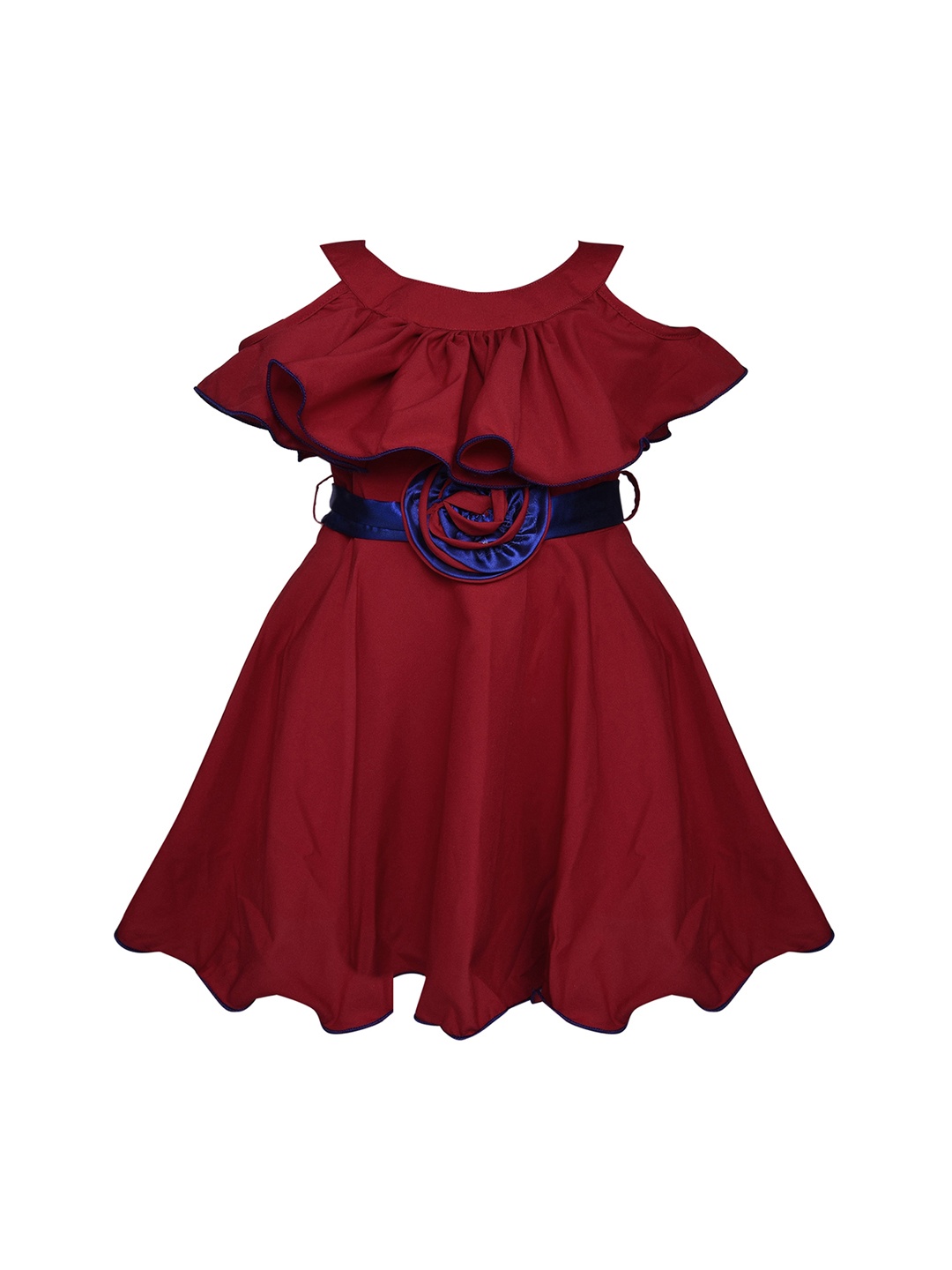 

Wish Karo Girls Red Solid Fit and Flare Dress