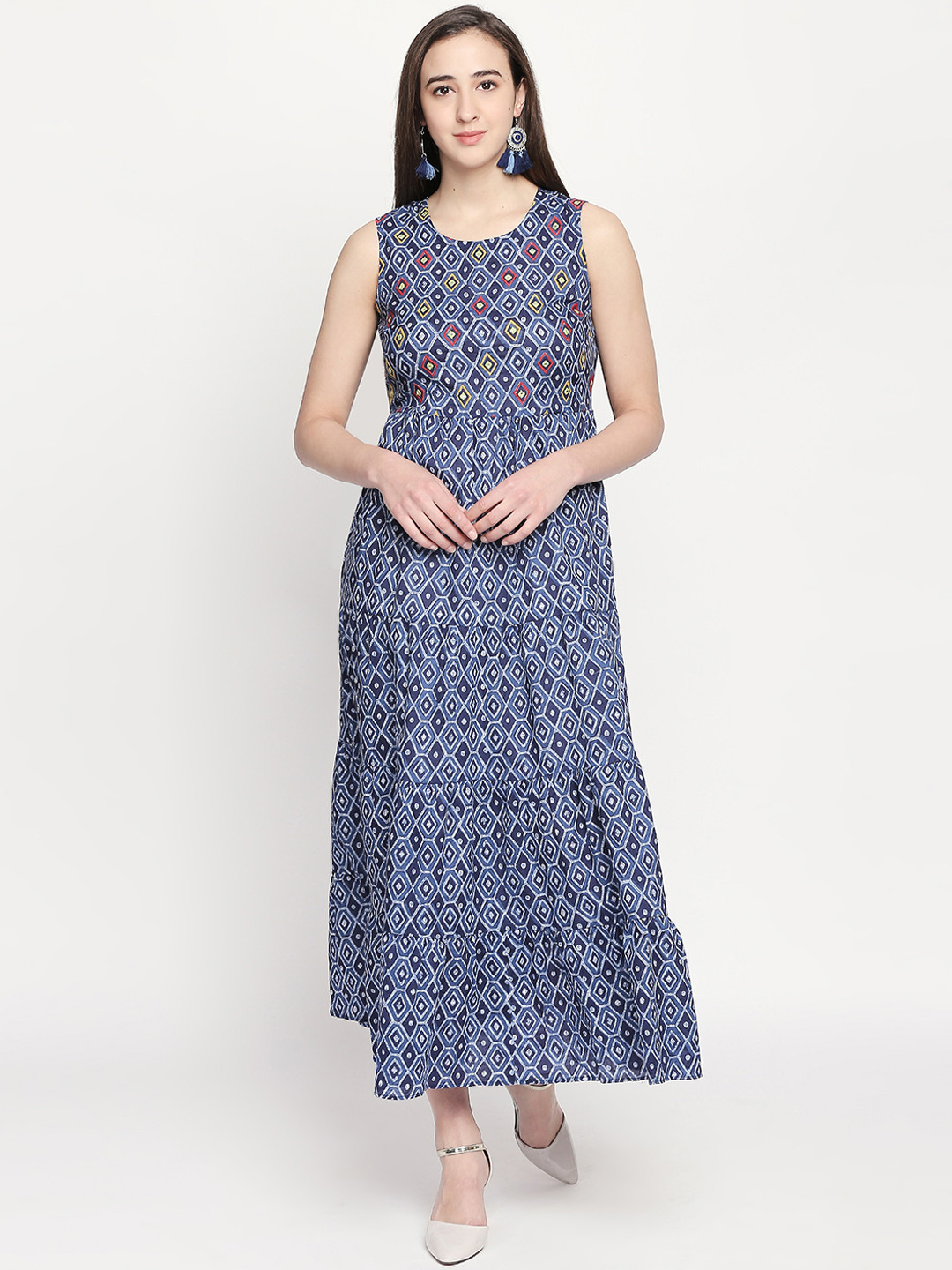 

AKKRITI BY PANTALOONS Women Blue Printed Maxi Dress