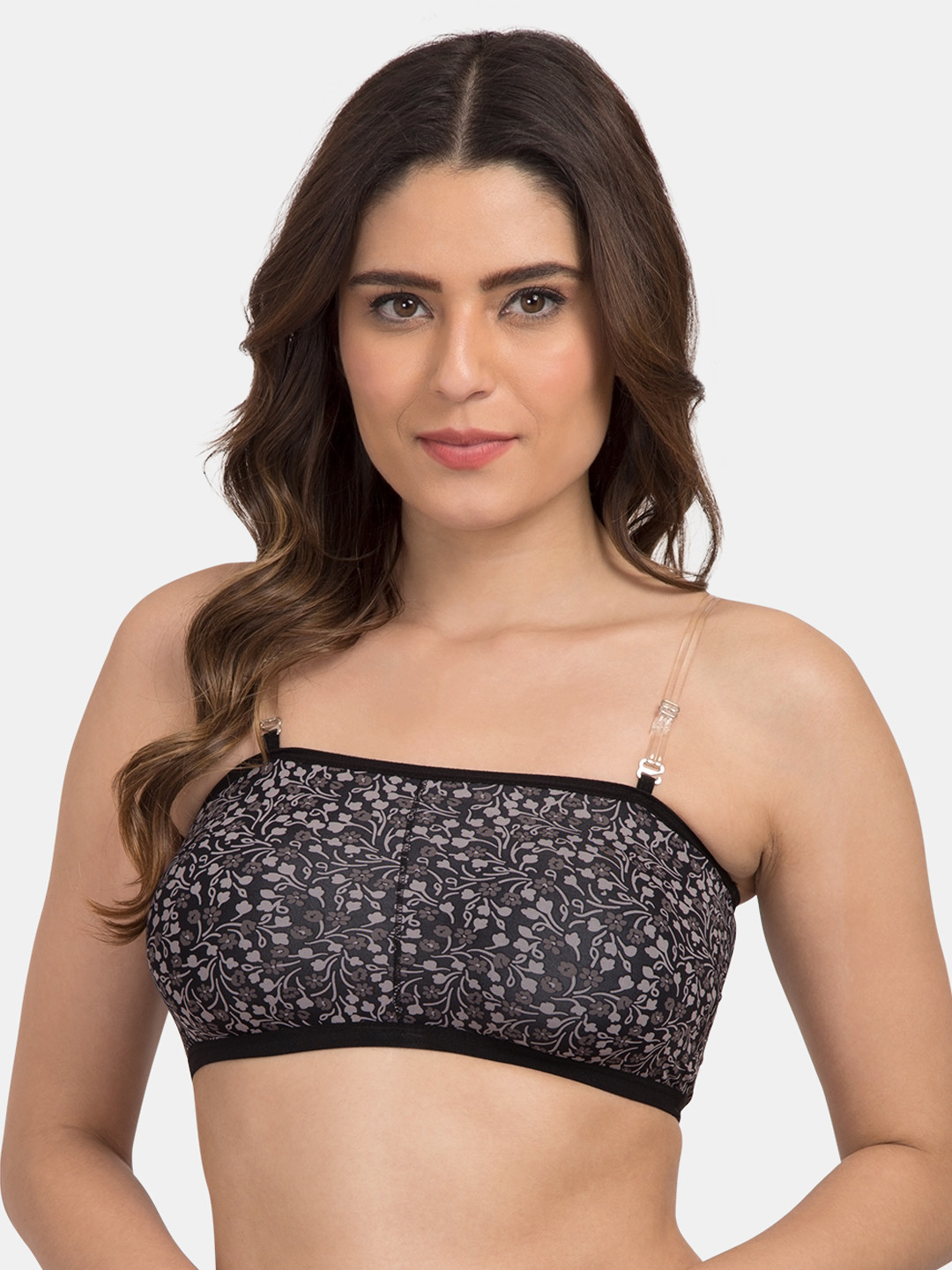 

Tweens Black & Grey Printed Non-Wired Lightly Padded Bandeau Bra TW279106PR