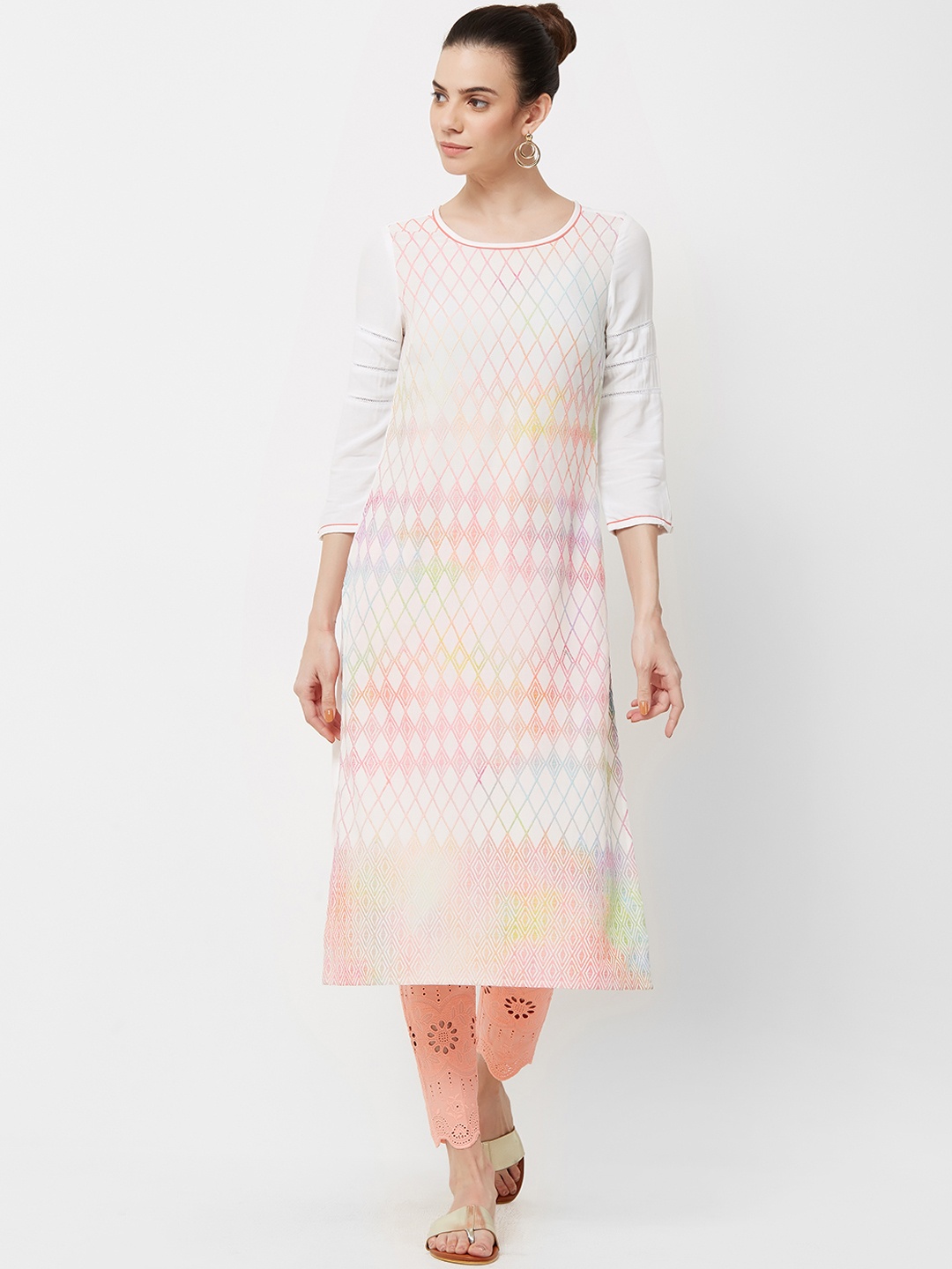 

Naari Women Off-White Embroidered A-Line Kurta