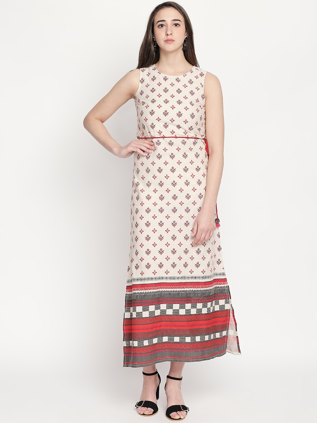 

AKKRITI BY PANTALOONS Women Off-White Printed Maxi Dress