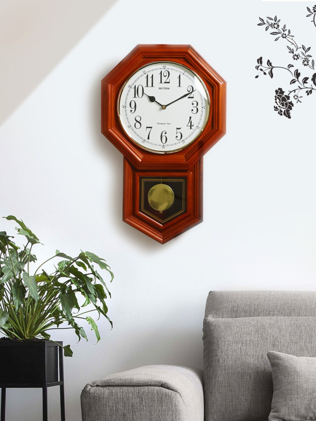 

Rhythm Brown Handcrafted Geometric Wood Analogue Wall Clock