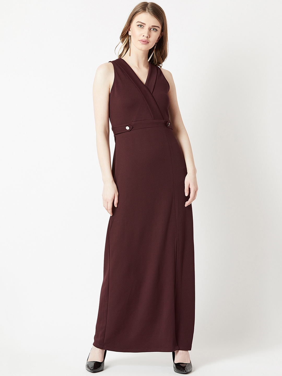 

Miss Chase Women Maroon Solid Maxi Dress