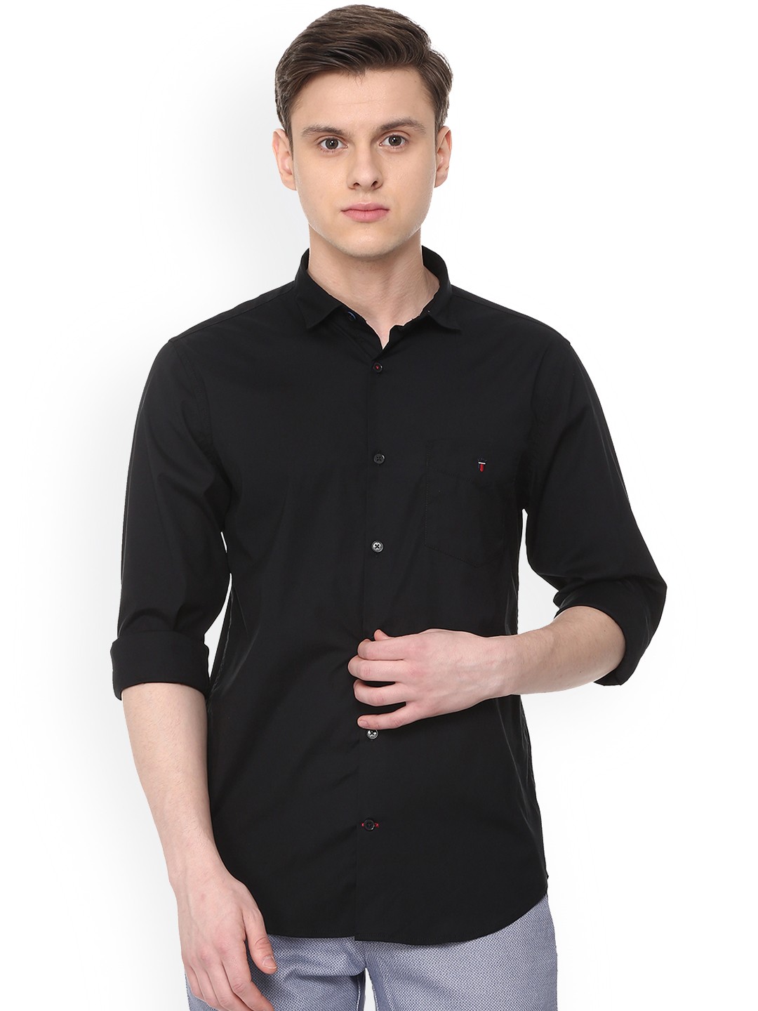 

Louis Philippe Men Black Slim Fit Solid Casual Shirt