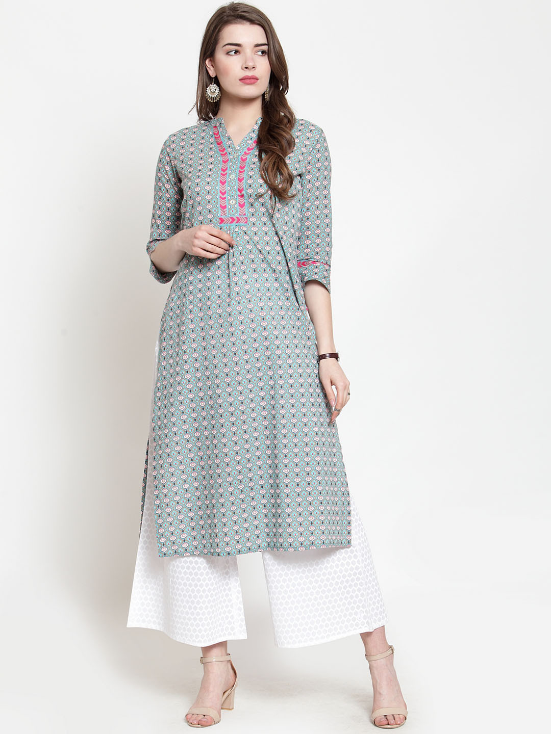 

Varanga Women Multicoloured & Off-White Printed Kurta with Palazzos, Multi