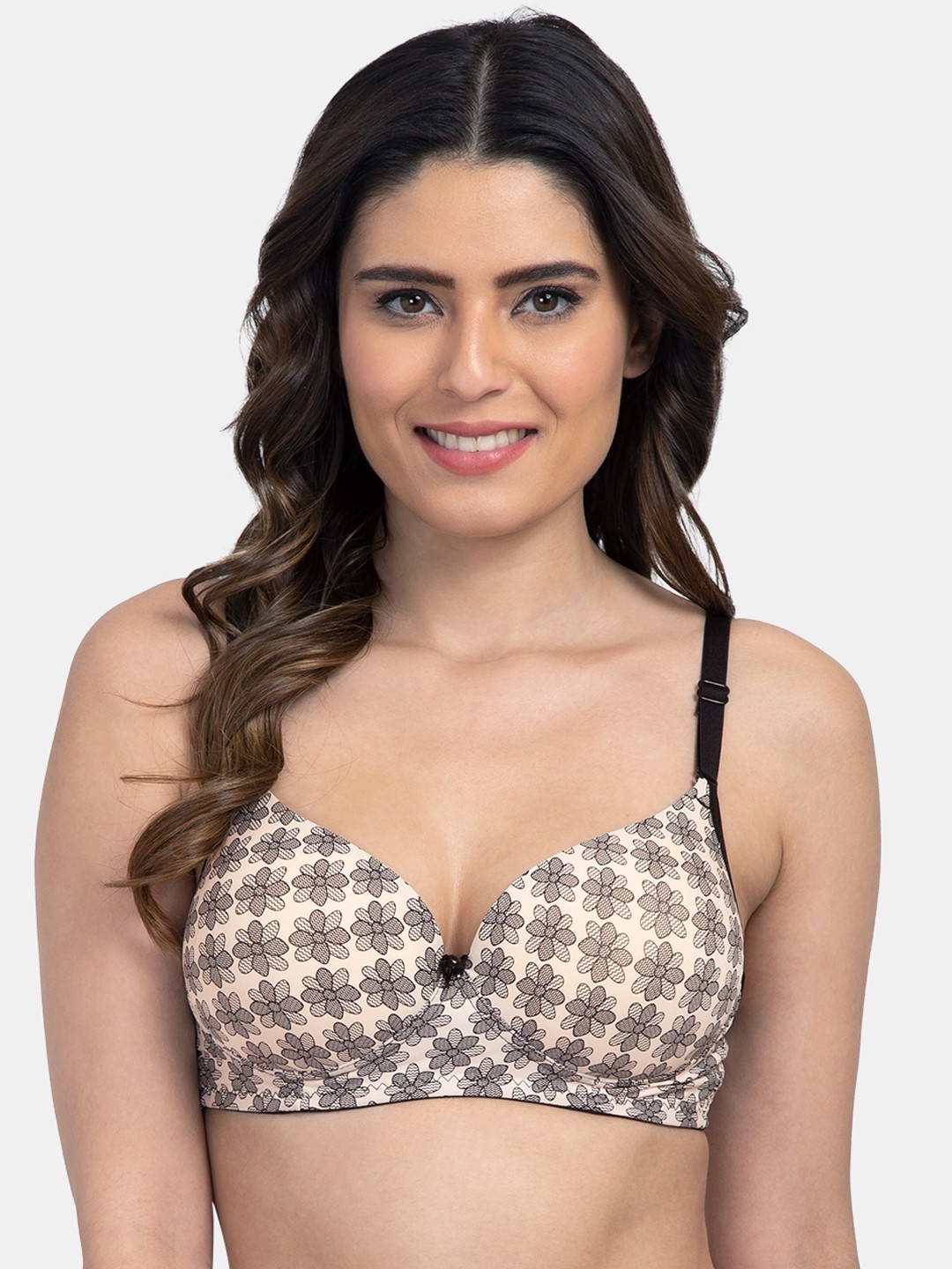 

Tweens Off-White & Grey Printed Non-Wired Heavily Padded T-shirt Bra TW1541-PR