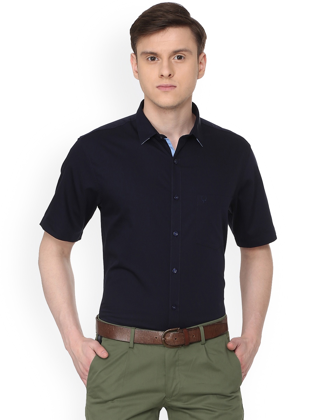 

Allen Solly Men Navy Blue Regular Fit Solid Casual Shirt