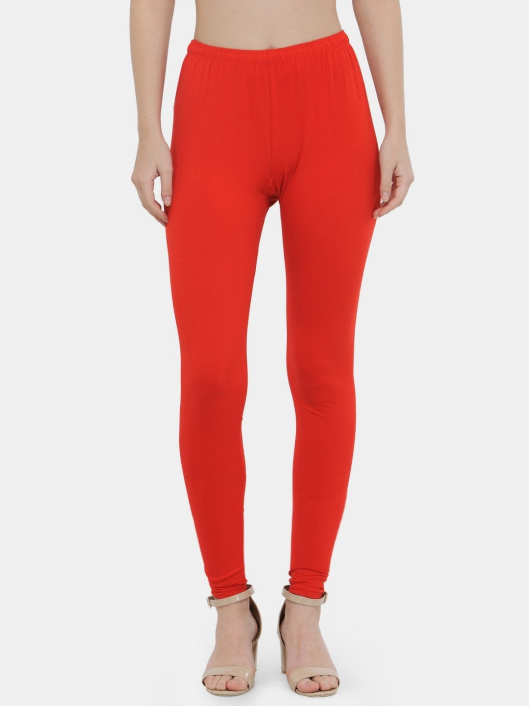 

N-Gal Women Red Solid Ankle Length Leggings