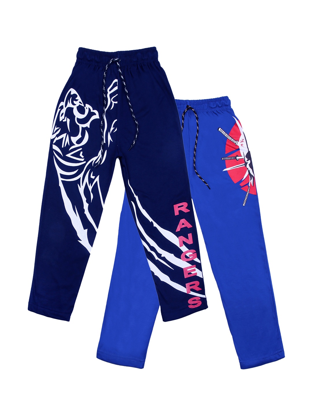 

SWEET ANGEL Kids Pack of 2 Self-Design Track Pants, Blue