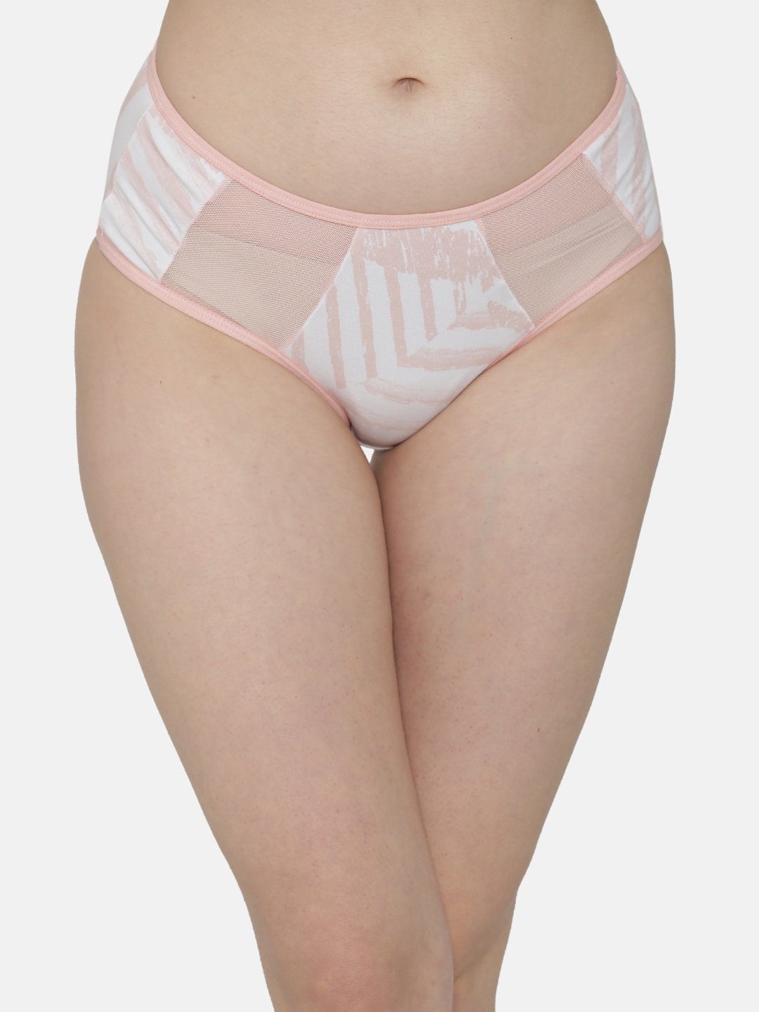 

Clovia Women White & Pink Printed Mid-Rise Hipster Briefs PN3067P18XL