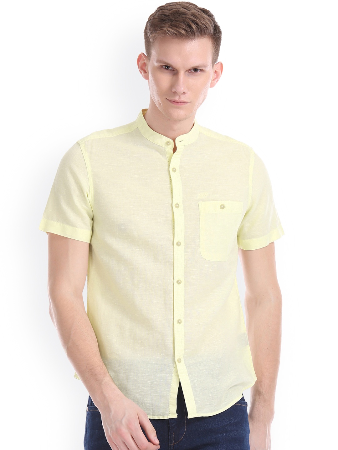 

Ed Hardy Men Yellow Slim Fit Solid Casual Shirt