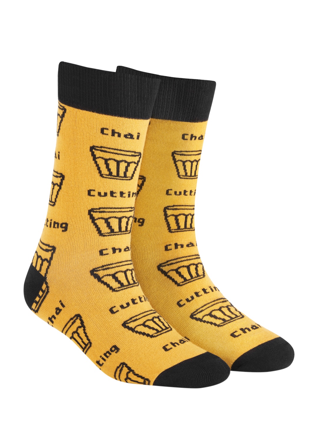 Dynamocks Unisex Yellow & Black Above Ankle Length Socks, Multi