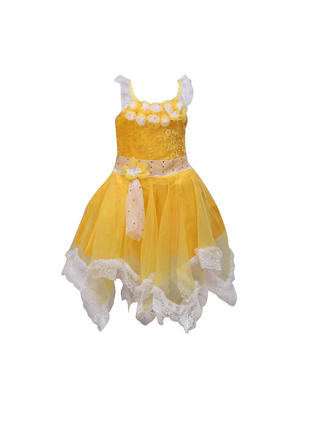 

Wish Karo Girls Yellow Embellished Fit and Flare Dress