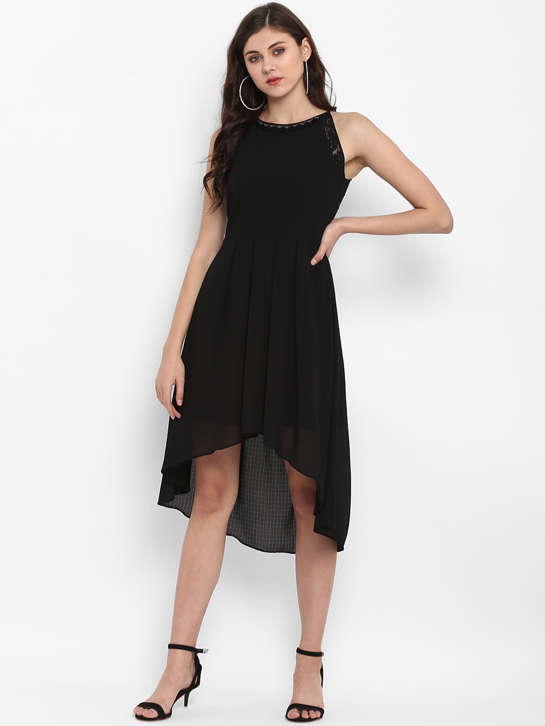 

Taurus Women Black Solid Fit and Flare Dress