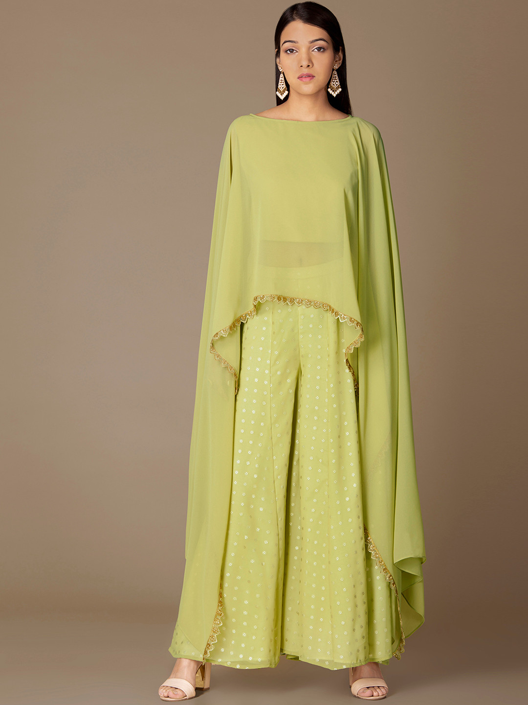 

INDYA Women Mint Dupatta Cape Top, Green