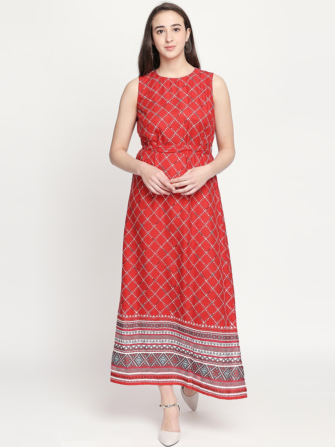 

AKKRITI BY PANTALOONS Women Red Printed Maxi Dress