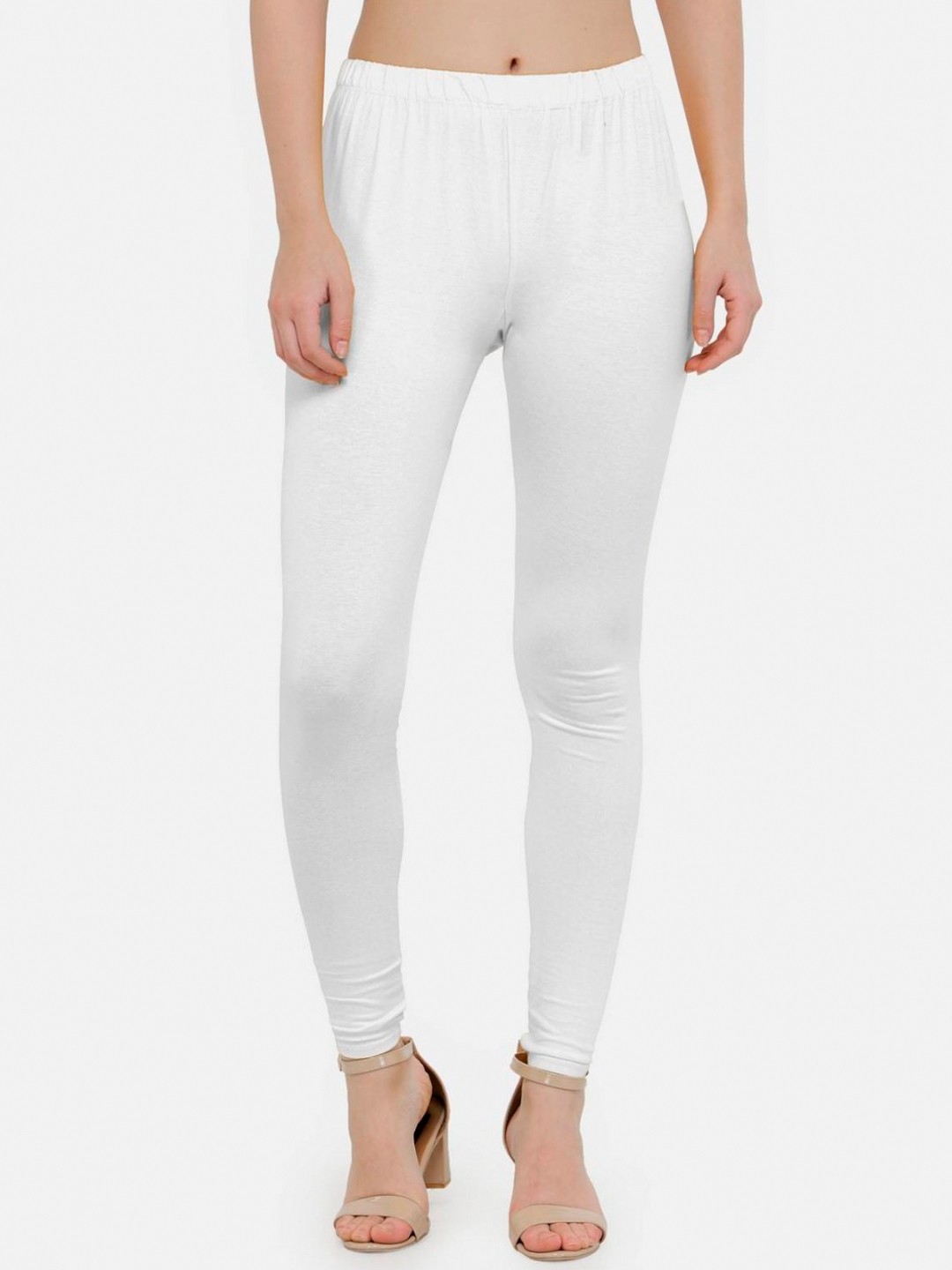 

N-Gal Women White Solid Ankle Length Leggings