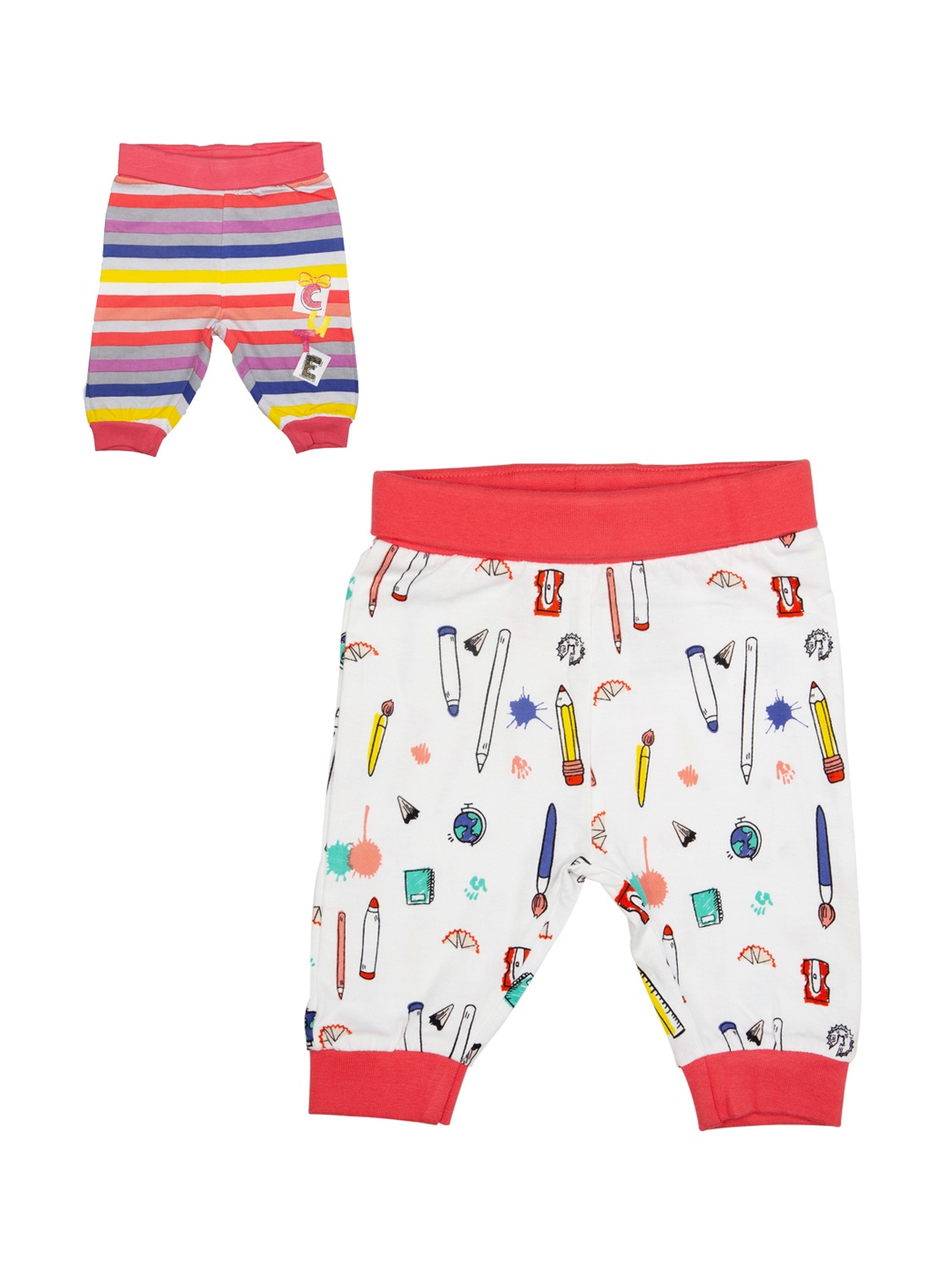 

MeeMee Girls Pack of 2 Printed Slim Fit Joggers, Multi