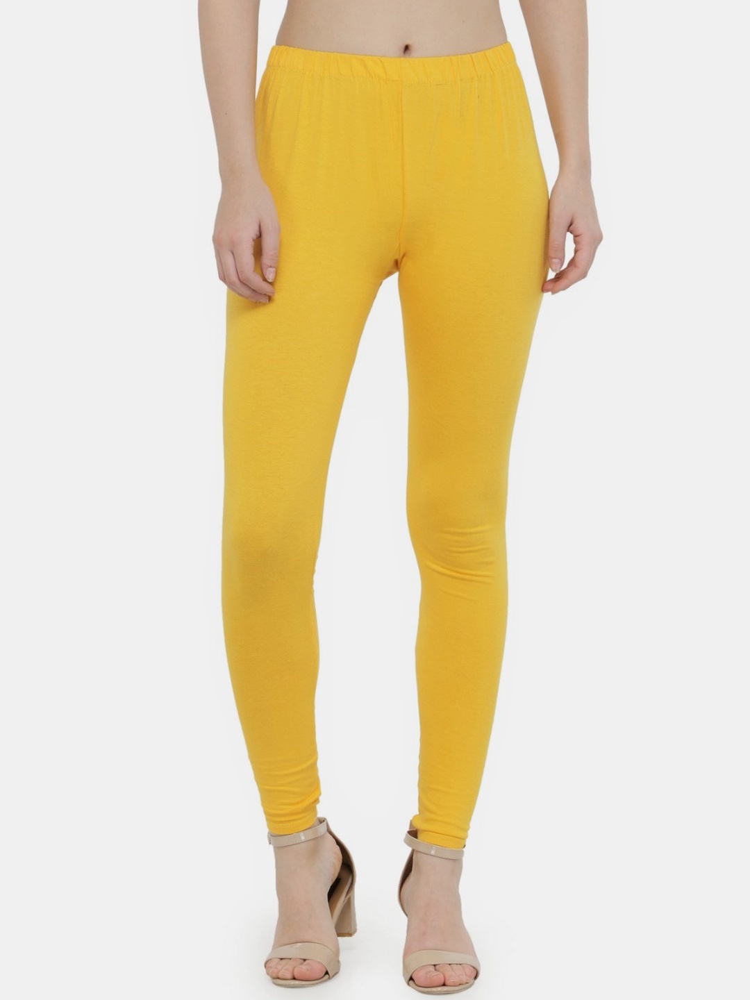 

N-Gal Women Yellow Solid Ankle Length Leggings