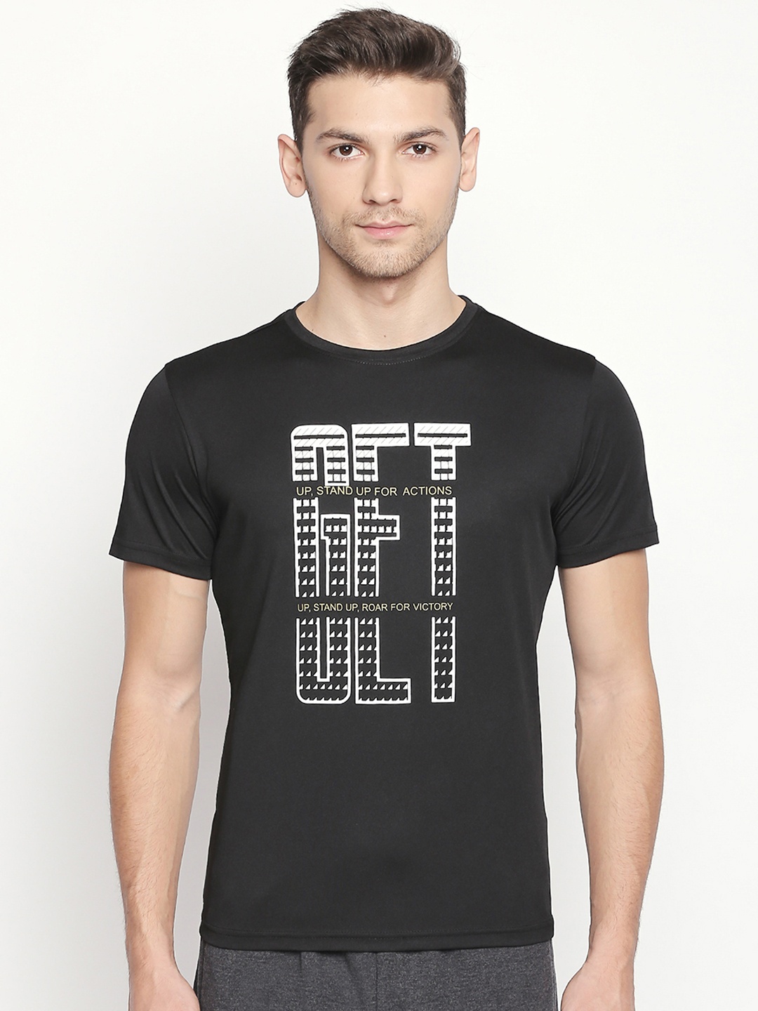 

Ajile by Pantaloons Men Black Printed Round Neck T-shirt