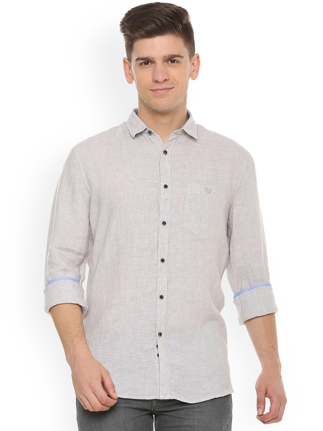 

Van Heusen Sport Men Grey Slim Fit Solid Linen Casual Shirt