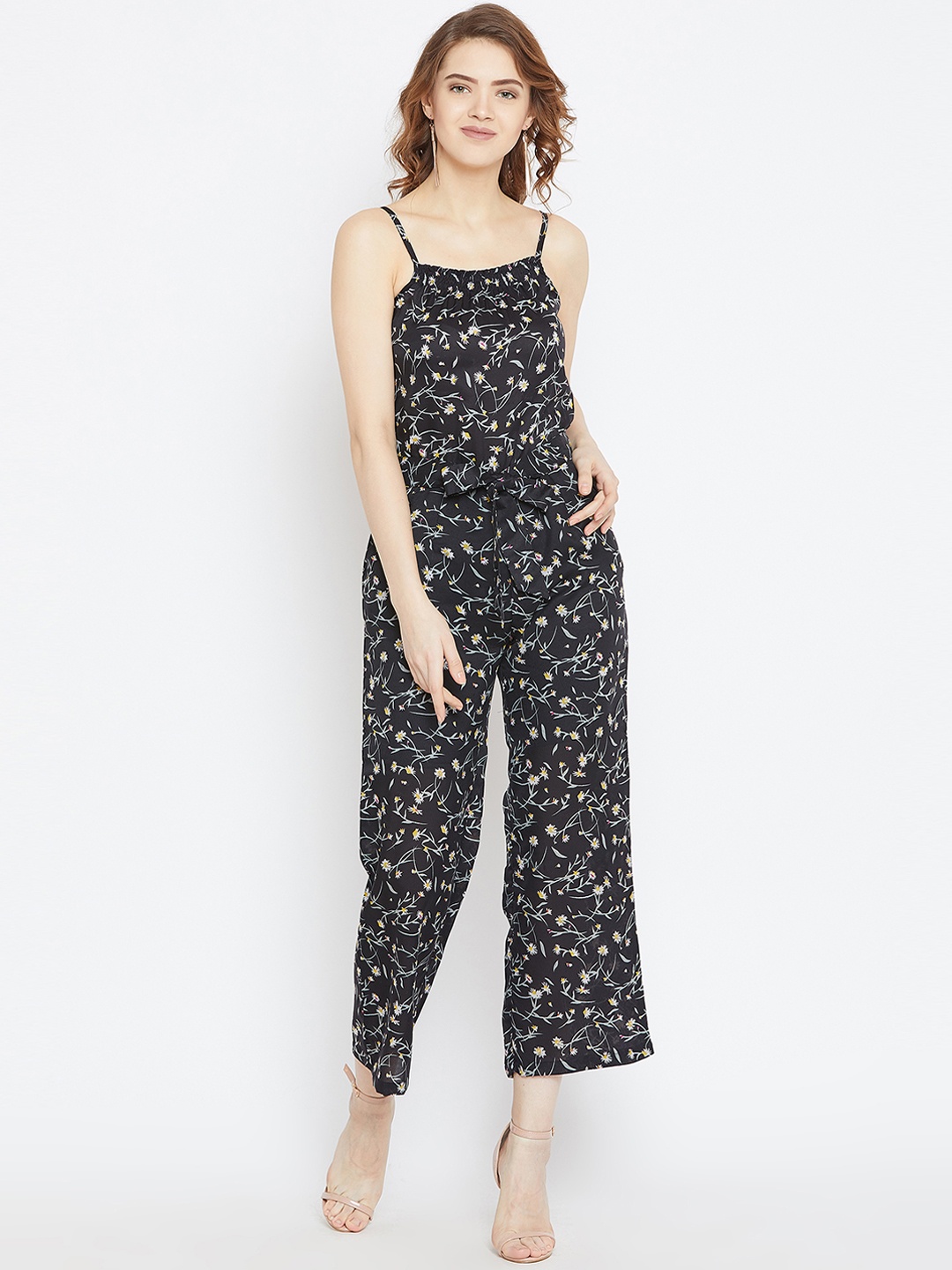 

Zastraa Black Printed Basic Jumpsuit